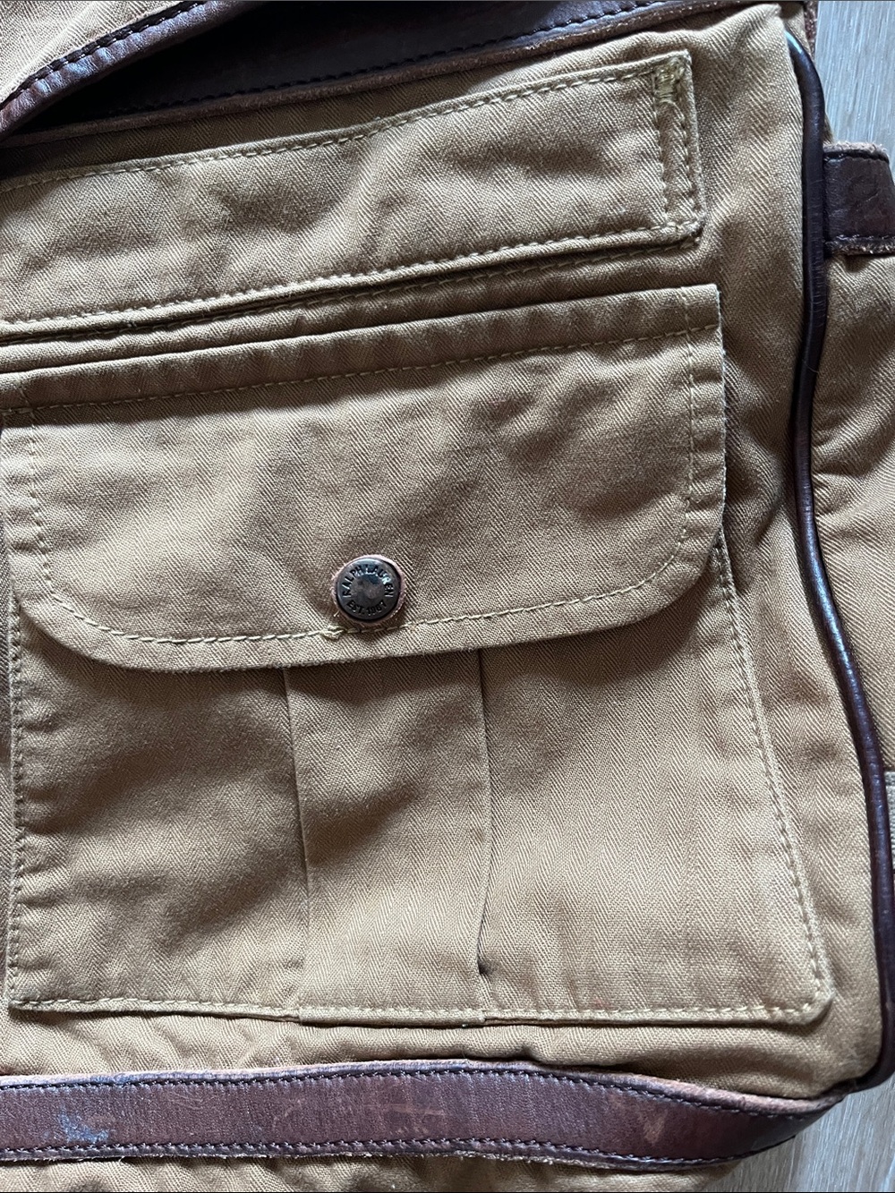 Vintage Polo Ralph Lauren Canvas Messenger Bag Leather Brown Trim Aztec Lining - Picture 4 of 9